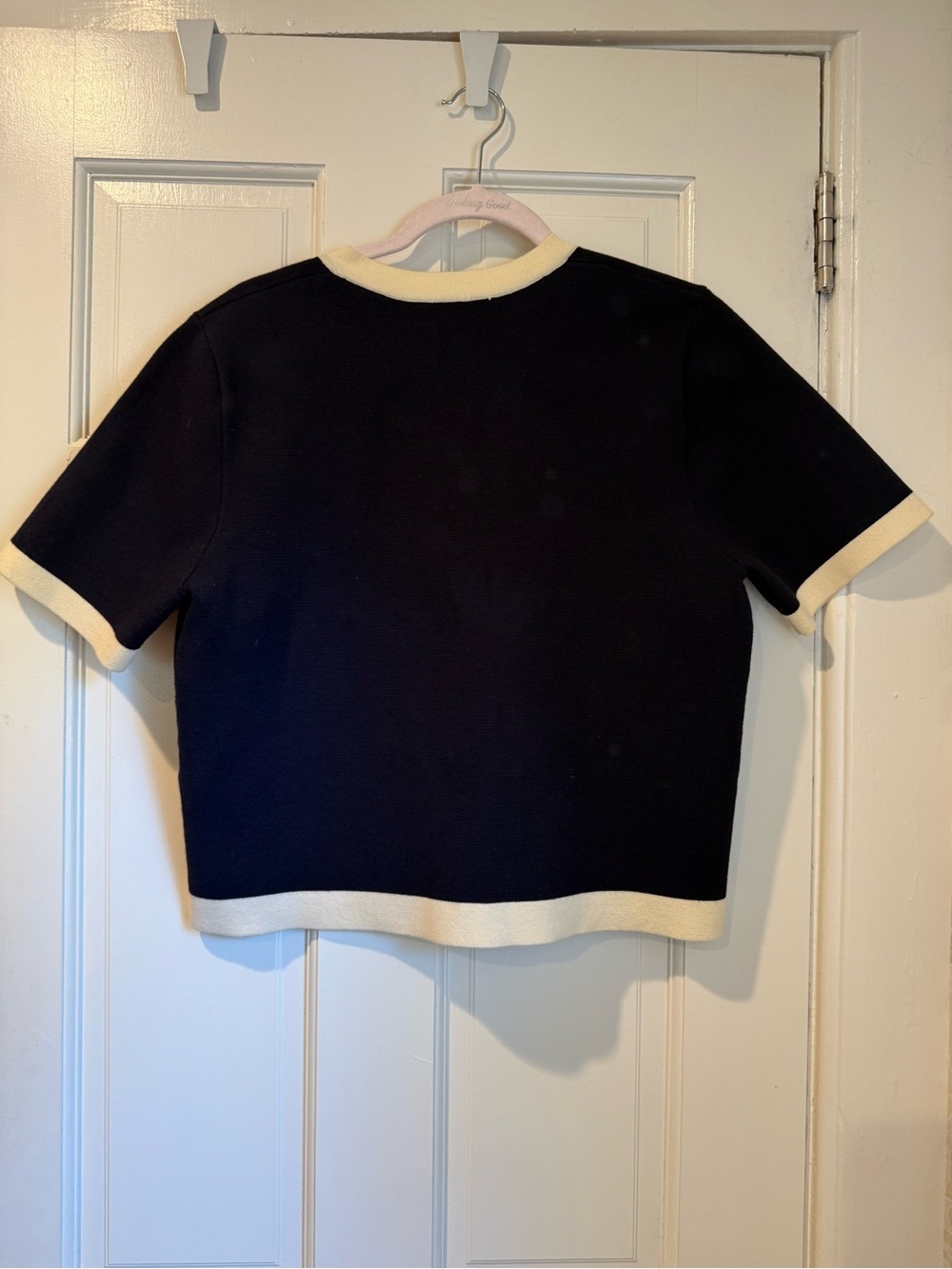 Zara Navy and Cream Short Sleeve Cardigan - Picture 2 of 4